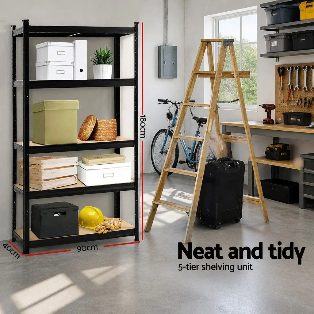 Metal Shelving Unit Adjustable 1.8M Garage Storage Rack Anti-Rust Steel 5 Tier