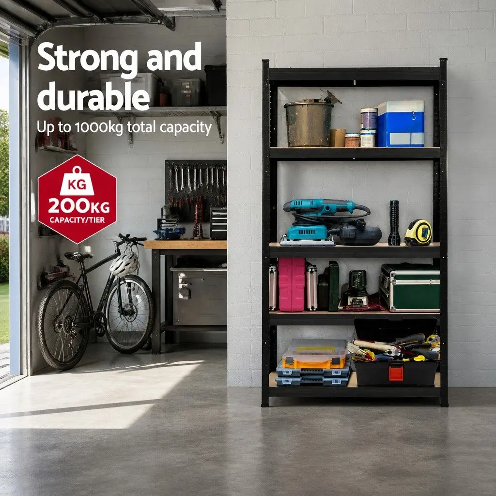 Metal Shelving Unit Adjustable 1.8M Garage Storage Rack Anti-Rust Steel 5 Tier