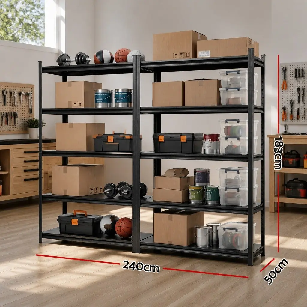 Garage Shelving Unit 2.4X1.8m 5-Tier Steel Warehouse Rack Storage Workshop