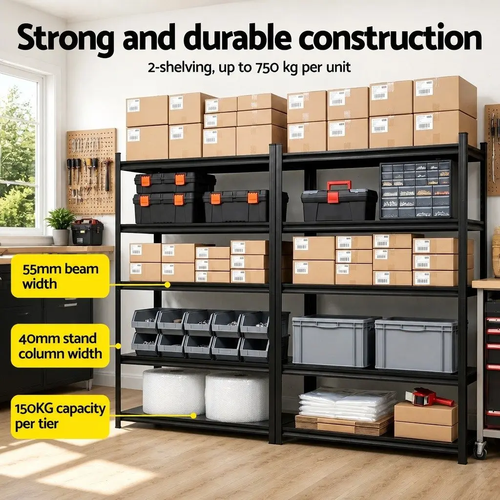 Garage Shelving Unit 2.4X1.8m 5-Tier Steel Warehouse Rack Storage Workshop