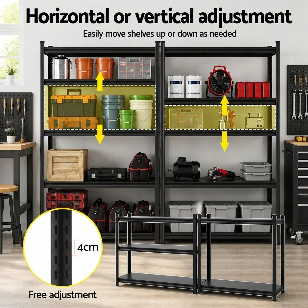 Garage Shelving Unit 2.4X1.8m 5-Tier Steel Warehouse Rack Storage Workshop
