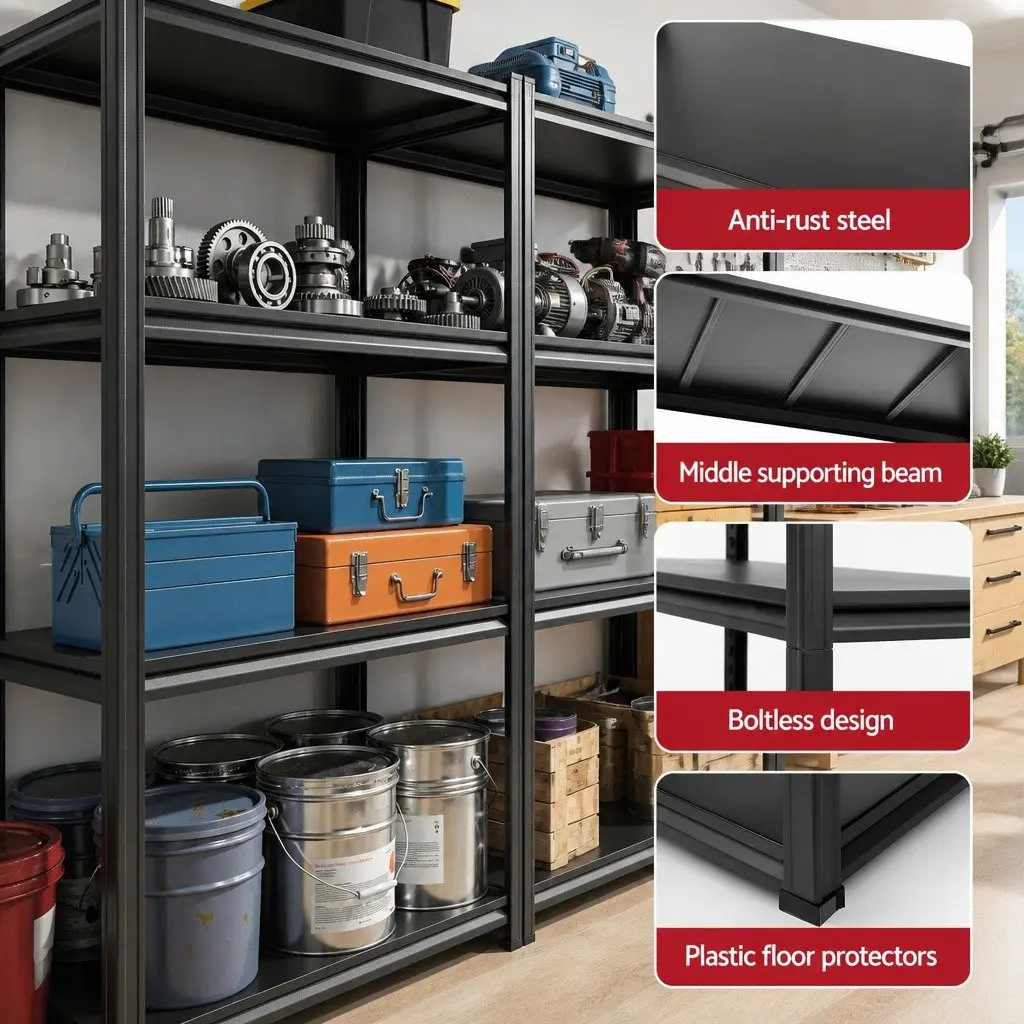 Garage Shelving Unit 2.4X1.8m 5-Tier Steel Warehouse Rack Storage Workshop