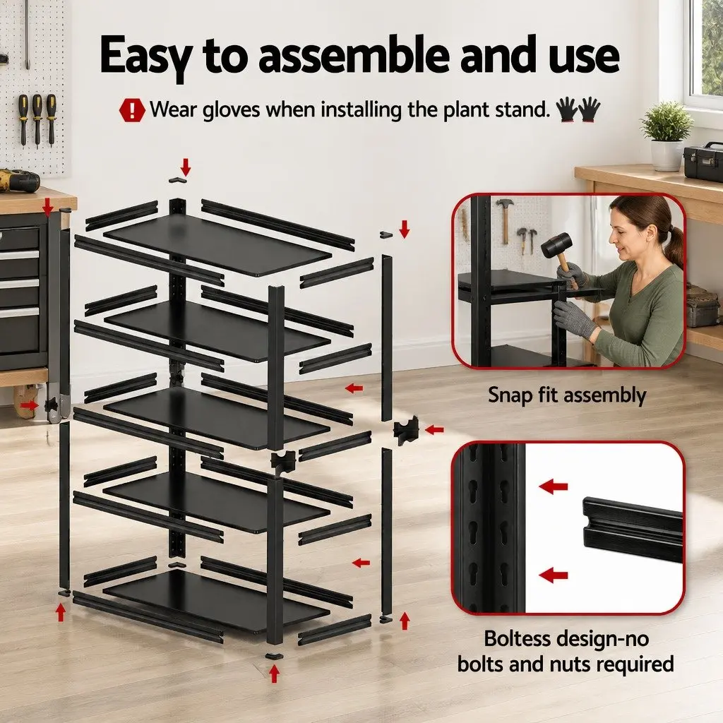 Garage Shelving Unit 2.4X1.8m 5-Tier Steel Warehouse Rack Storage Workshop