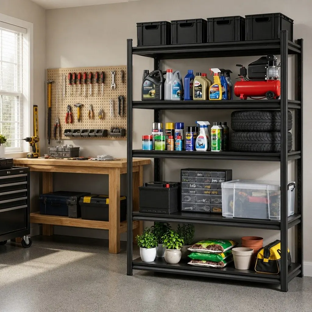 5-Tier Steel Garage Shelving Unit 1.8M Workshop Storage Rack Heavy Duty