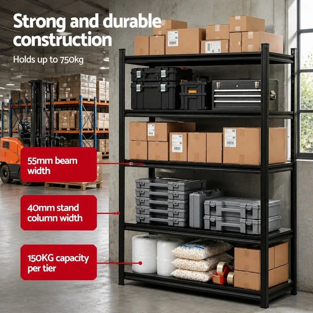 5-Tier Steel Garage Shelving Unit Heavy Duty 1.8M