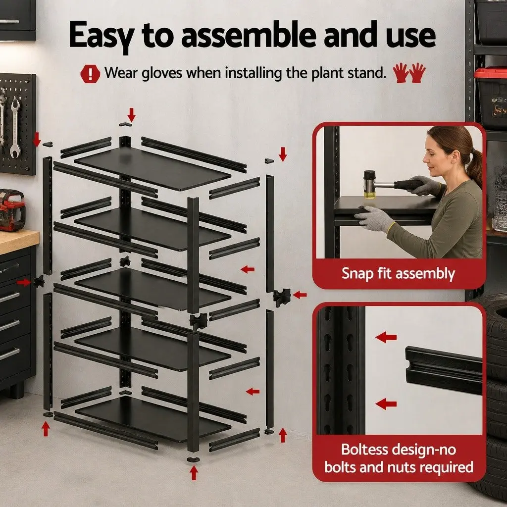 5-Tier Steel Garage Shelving Unit Heavy Duty 1.8M