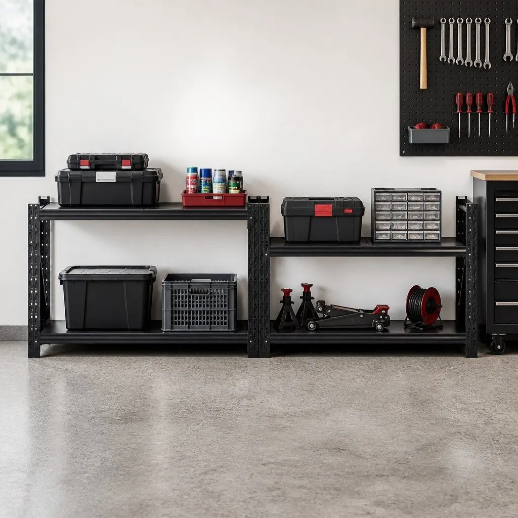 Garage Shelving Rack Heavy Duty 1.5m x 0.9m Storage Shelf Unit Black
