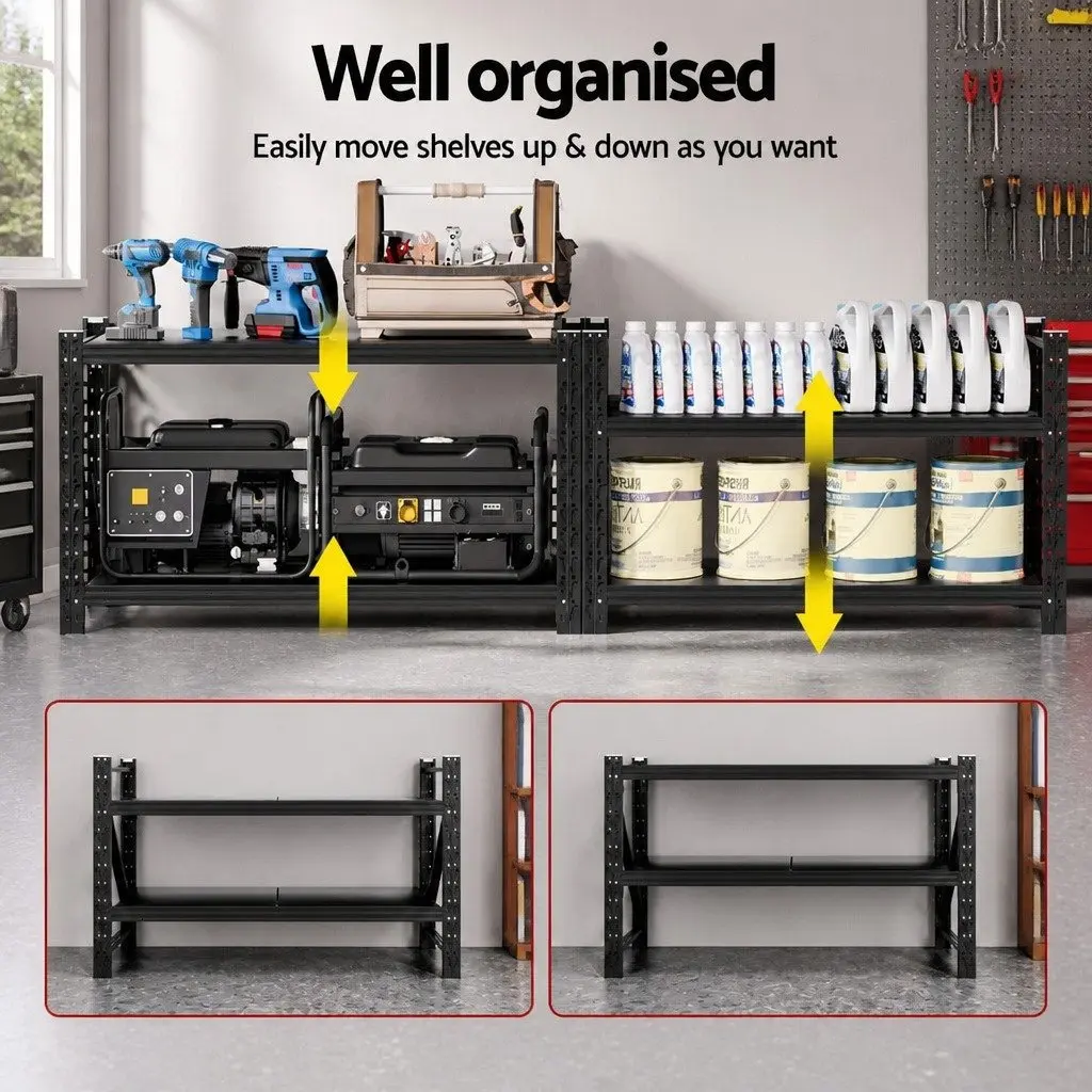 Garage Shelving Rack Heavy Duty 1.5m x 0.9m Storage Shelf Unit Black