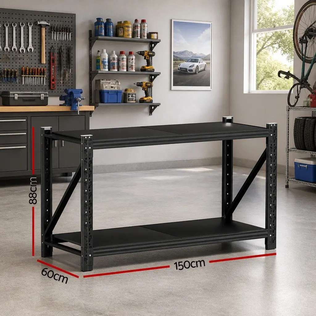 Warehouse Shelving Unit Steel Storage Rack Black 1.5m x 0.9m