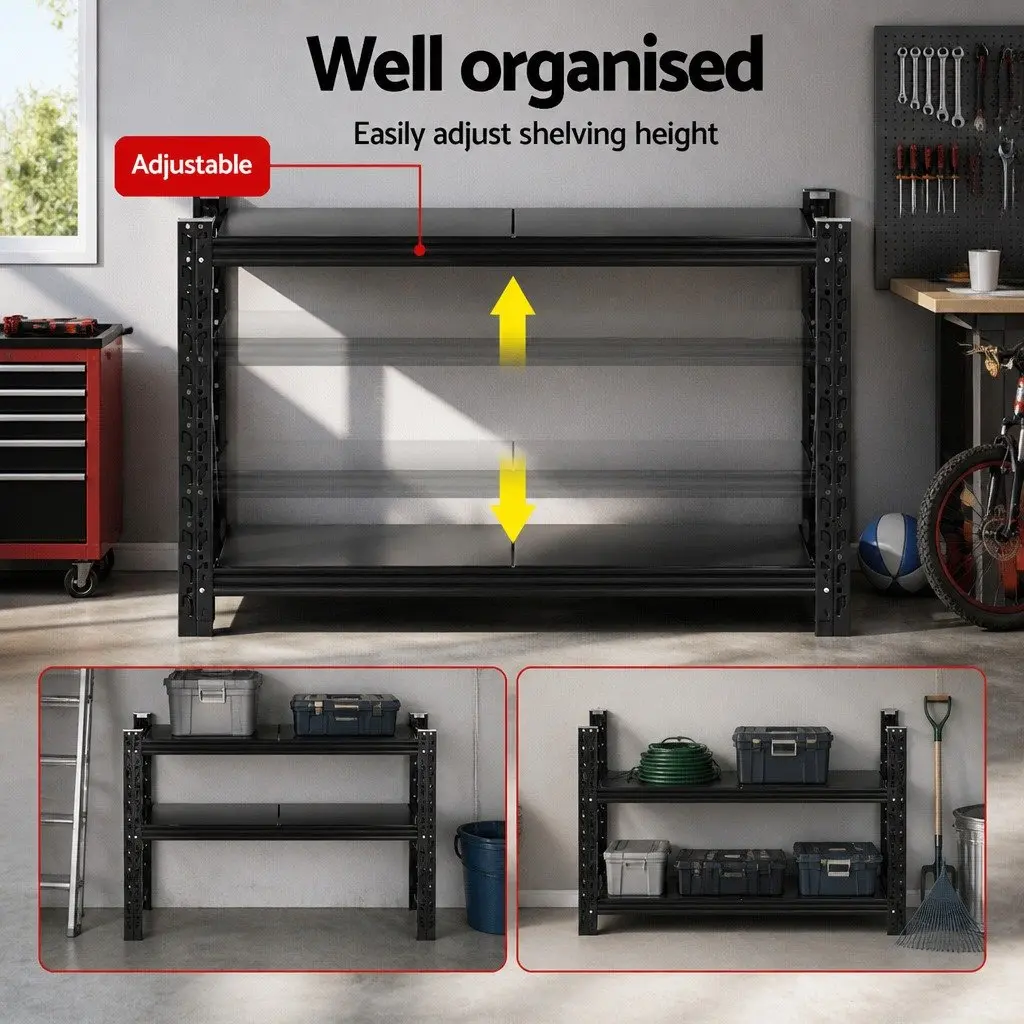 Warehouse Shelving Unit Steel Storage Rack Black 1.5m x 0.9m