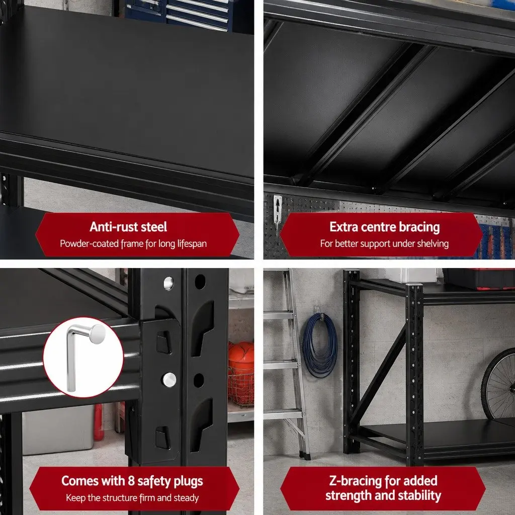 Warehouse Shelving Unit Steel Storage Rack Black 1.5m x 0.9m