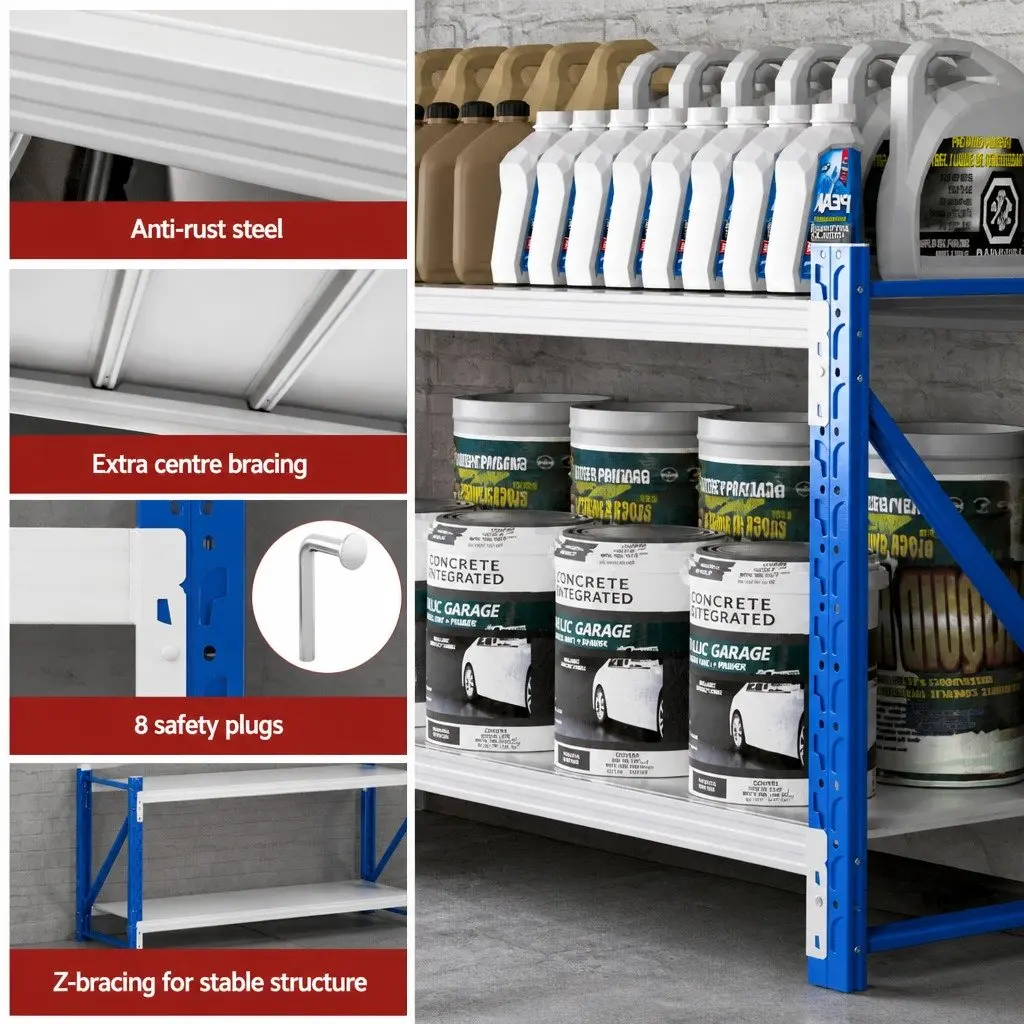 Garage Shelving Unit Heavy Duty Industrial Steel 2m x 0.9m
