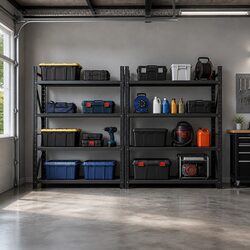 Garage Storage Rack 4M Industrial Shelving Unit Heavy Duty Steel Black 200kg