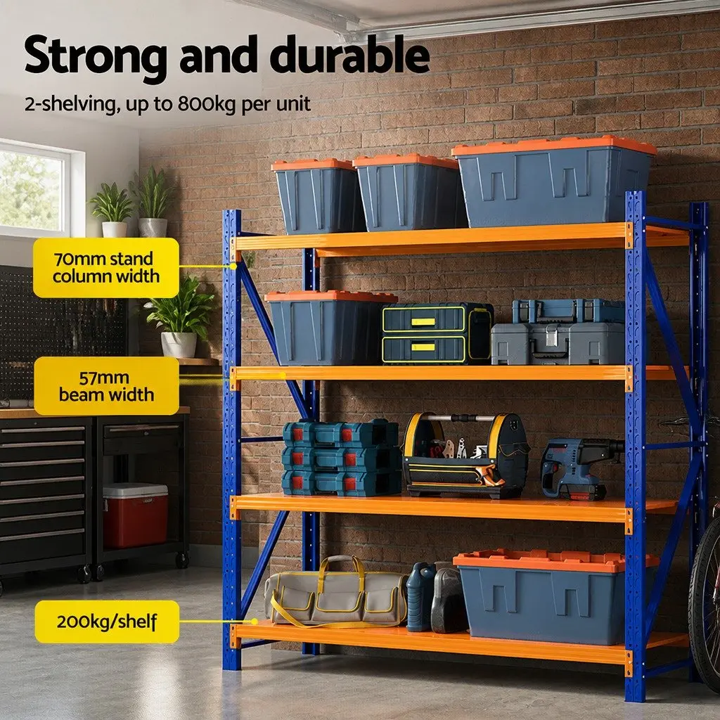 Heavy Duty Warehouse Shelving Rack 4M Garage Storage Adjustable Shelves Steel