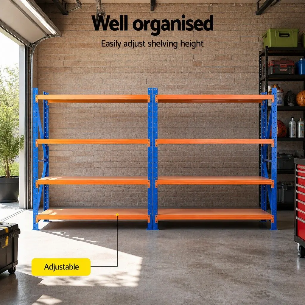 Heavy Duty Warehouse Shelving Rack 4M Garage Storage Adjustable Shelves Steel