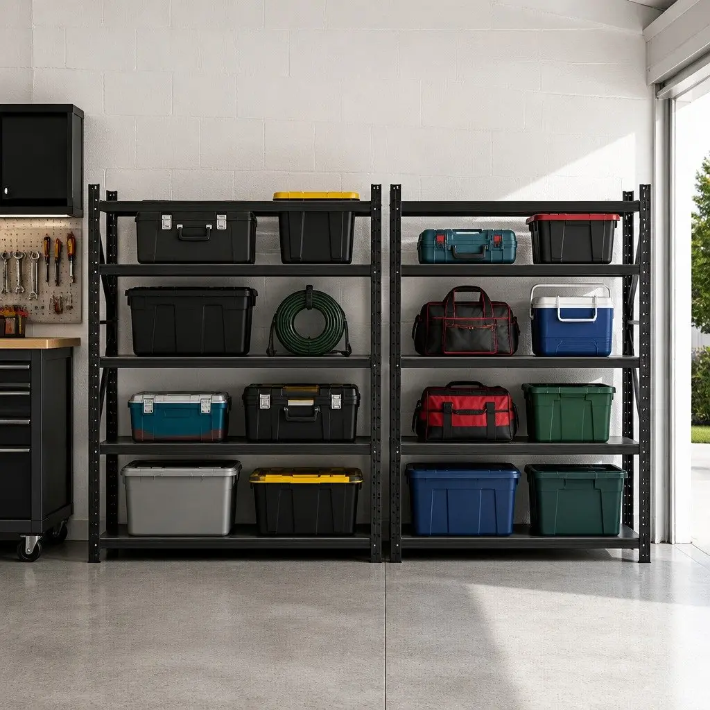 Garage Shelving Unit Adjustable Black 4M x 2M Heavy Duty Storage Rack