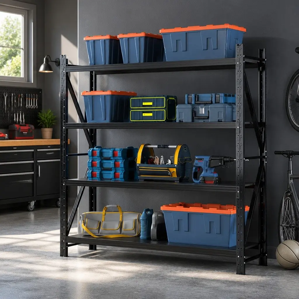 Warehouse Shelving Unit 2Mx2M Garage Storage Rack 4 Tier Adjustable Shelves