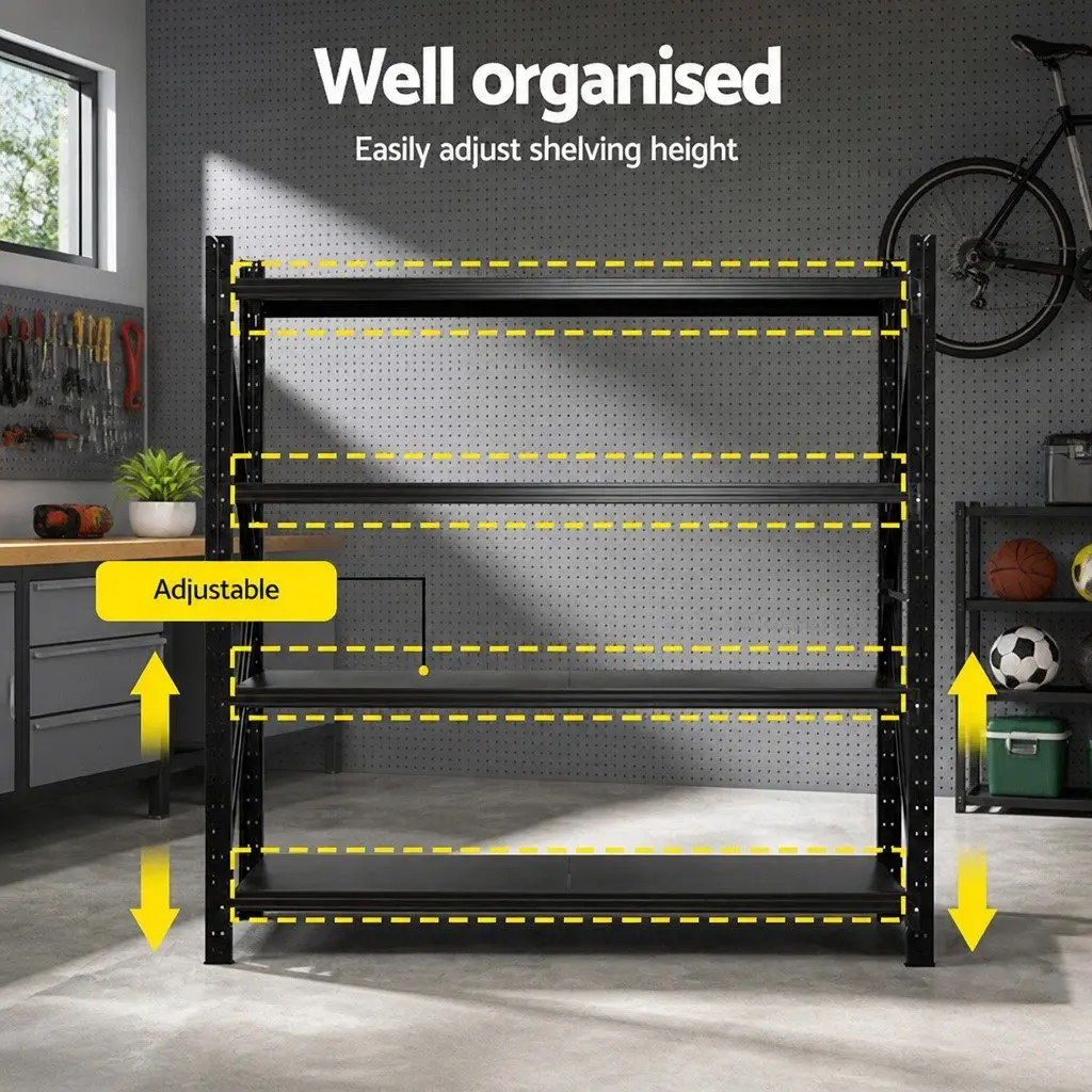 Warehouse Shelving Unit Adjustable 2M x 2M 4 Tier Heavy Duty Storage Rack