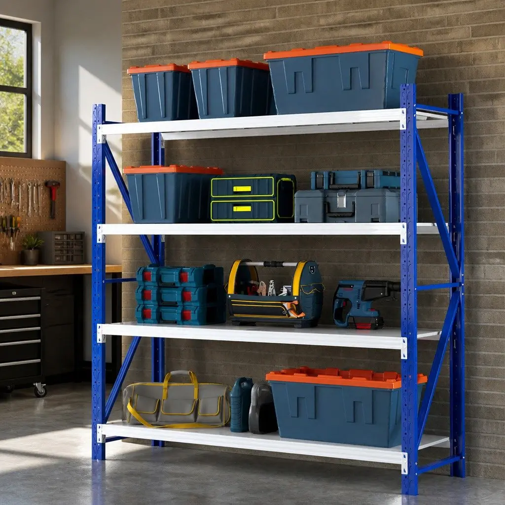 Warehouse Shelving Unit 2Mx2M Garage Rack Storage Shelf 4 Tier Steel Boltless