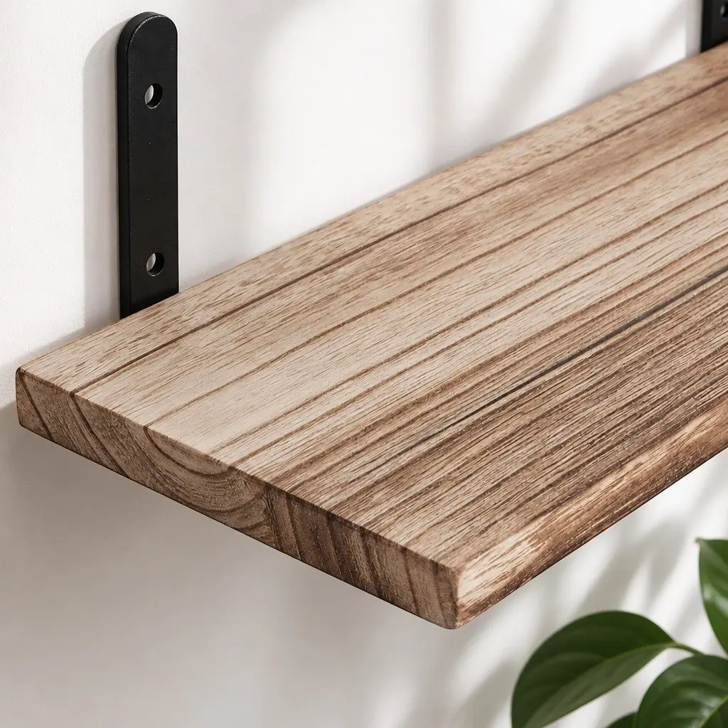 Floating Wall Shelves Rustic Wood 5 Piece Set Wall Mounted Storage Display Rack
