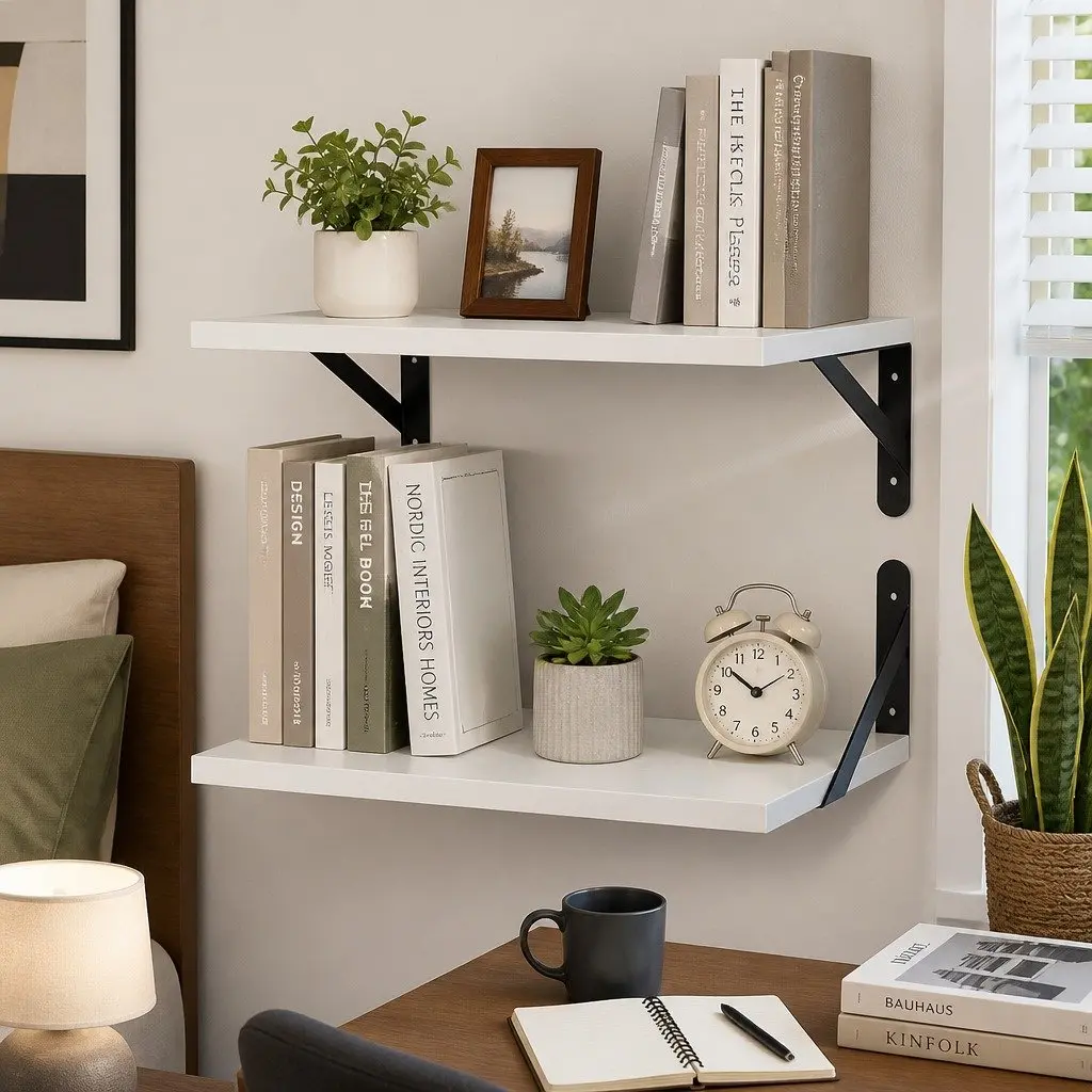 Floating Wall Shelves 2Pcs Deep Mounted Display Storage Bedroom Living Room