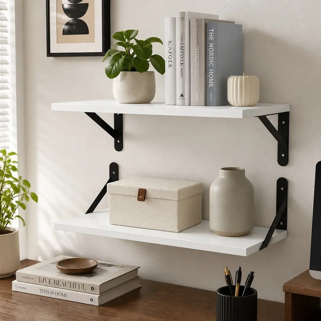 Floating Wall Shelves 2Pcs Deep Mounted Display Storage Bedroom Living Room