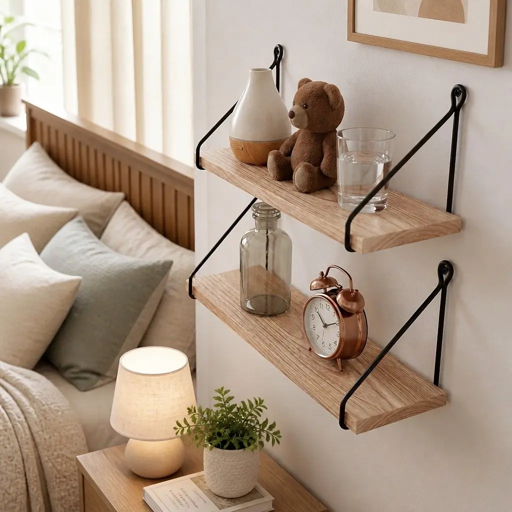 Floating Wall Mounted Shelves Rustic 2Pcs Storage Display Bedroom Living Room