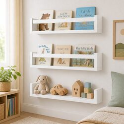 Floating Wall Shelves 3 Pcs Kids Nursery Storage Display Bedroom Wooden