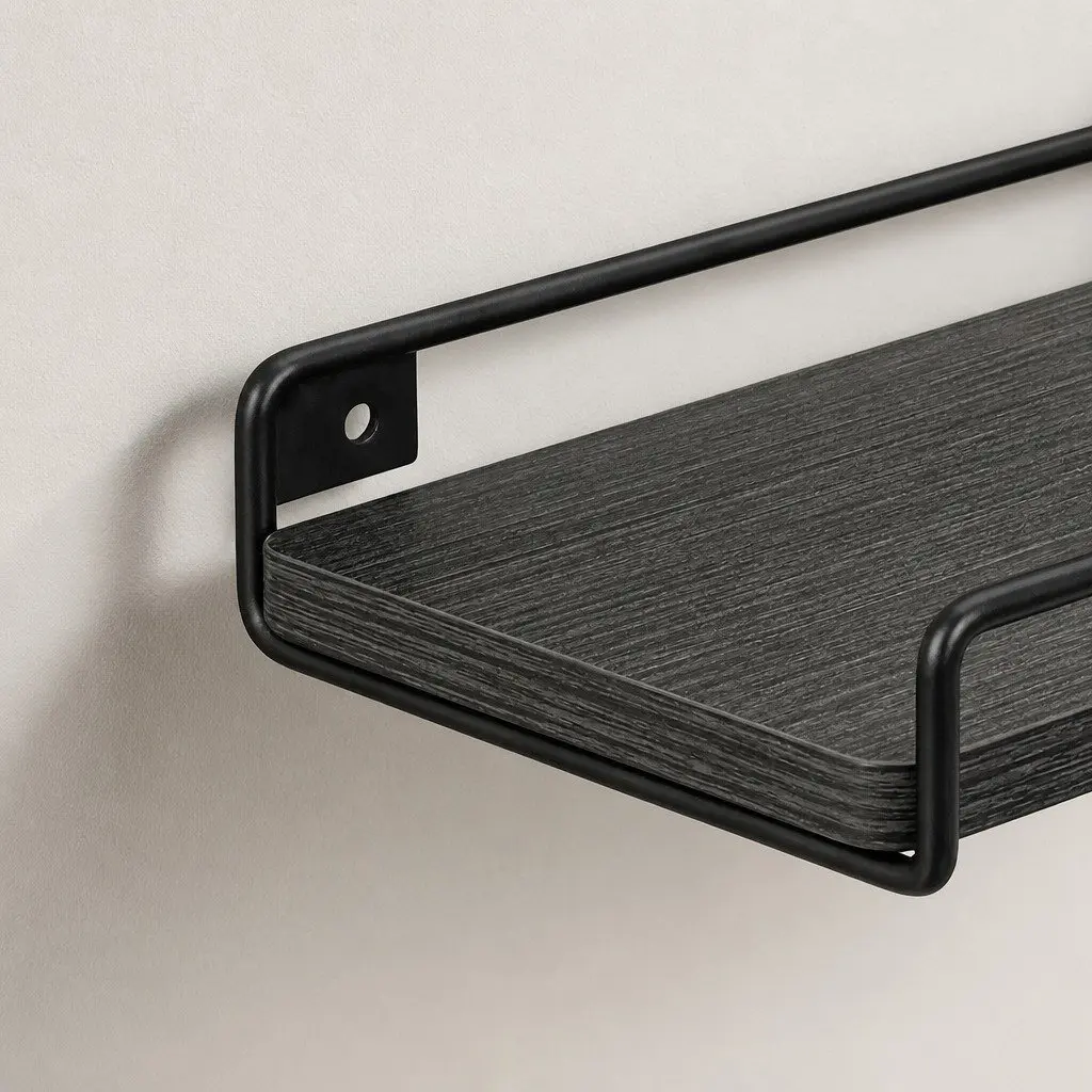 Floating Corner Wall Shelves L-shaped 2 Piece Black DIY Storage Display Rack