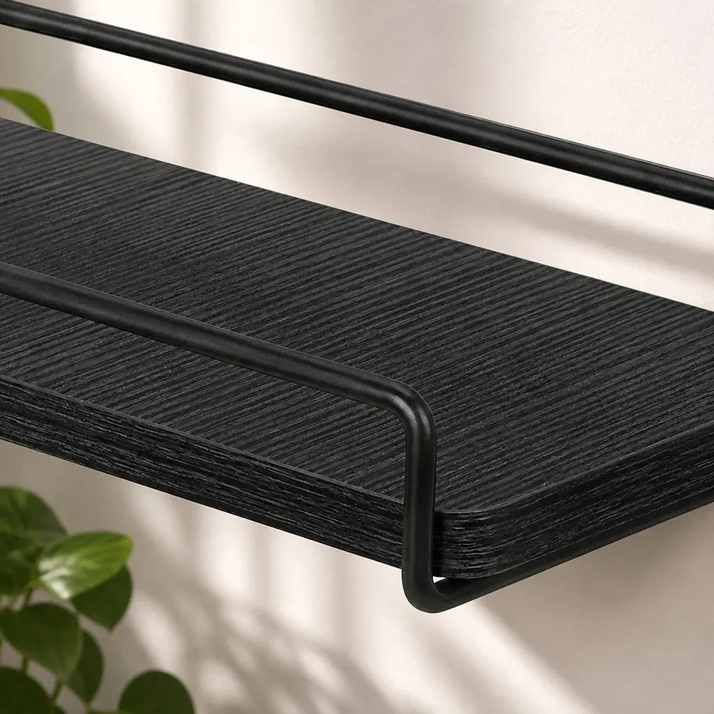 Floating Corner Wall Shelves L-shaped 2 Piece Black DIY Storage Display Rack