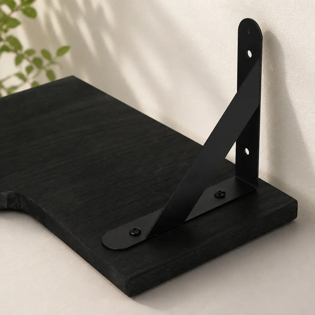 Corner Floating Shelves L-Shaped 3 Piece Wall-Mounted Storage Black
