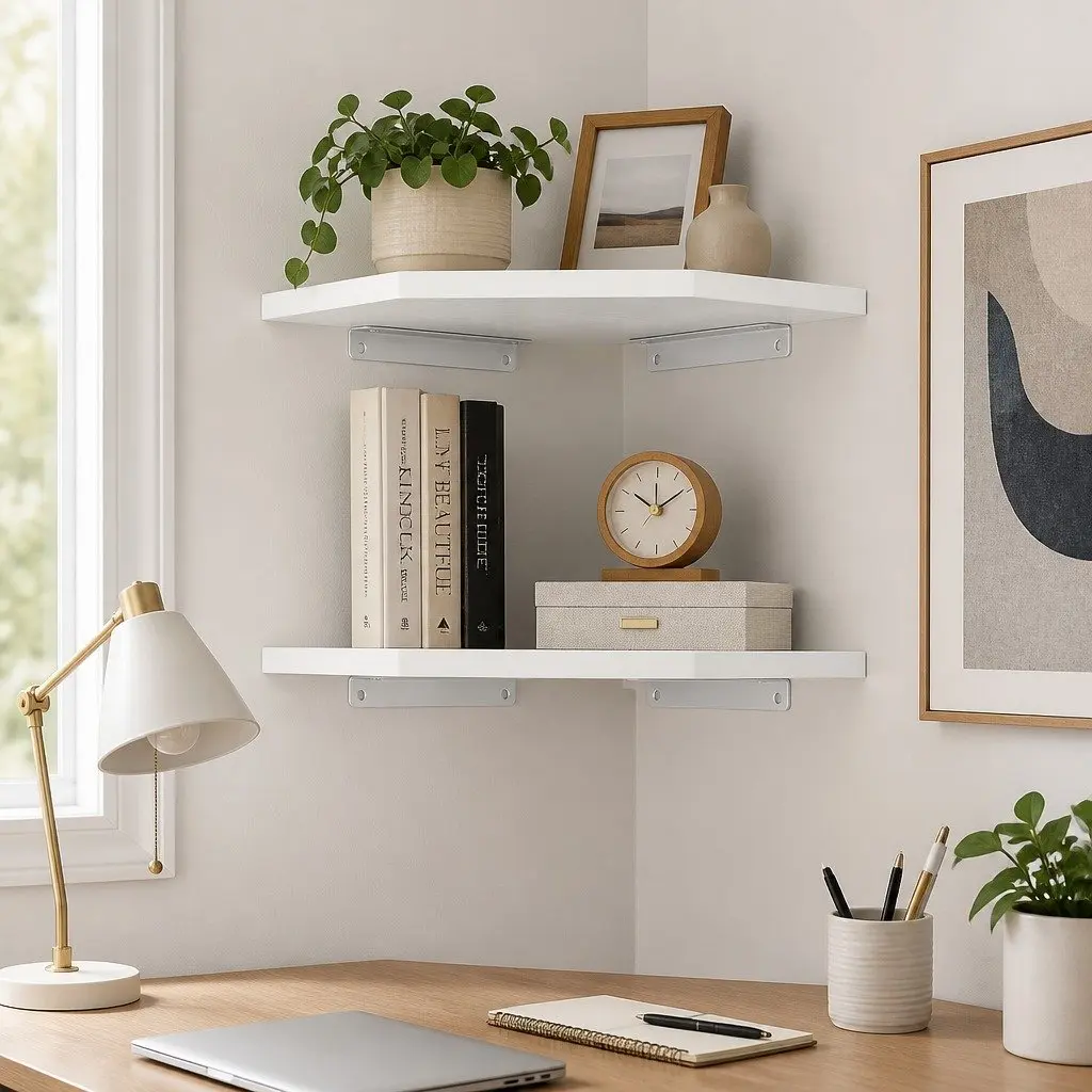 Corner Wall Shelves Floating Storage Display Rack 30cm x 30cm 2 Pcs