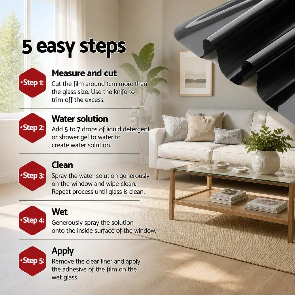 Window Tint Film Roll Black 35% VLT 100cm x 30m UV Protection