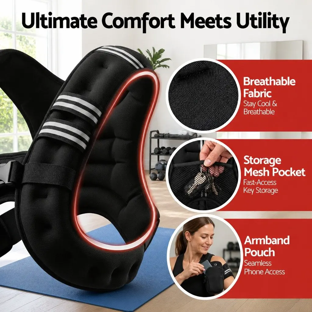 Weighted Vest 3kg Adjustable Reflective Black