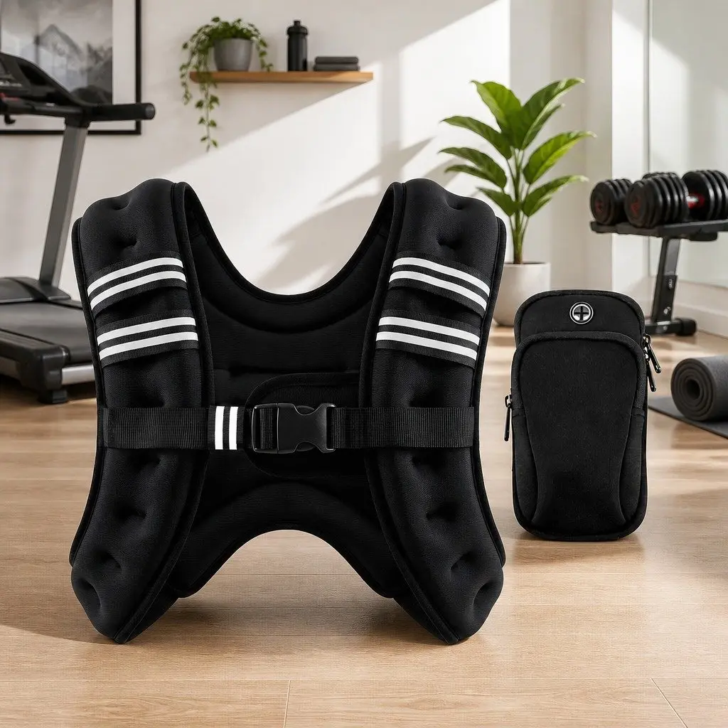 8kg Weighted Vest Black Reflective Adjustable for Running Training Gym Fitness