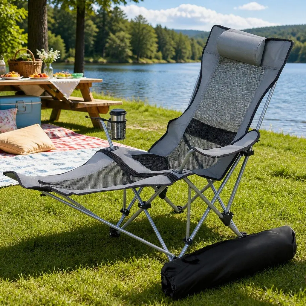 Grey Folding Chair for Relaxation and Fun