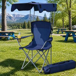 Camping Chair with Canopy Folding Outdoor Portable Seat Lightweight Beach