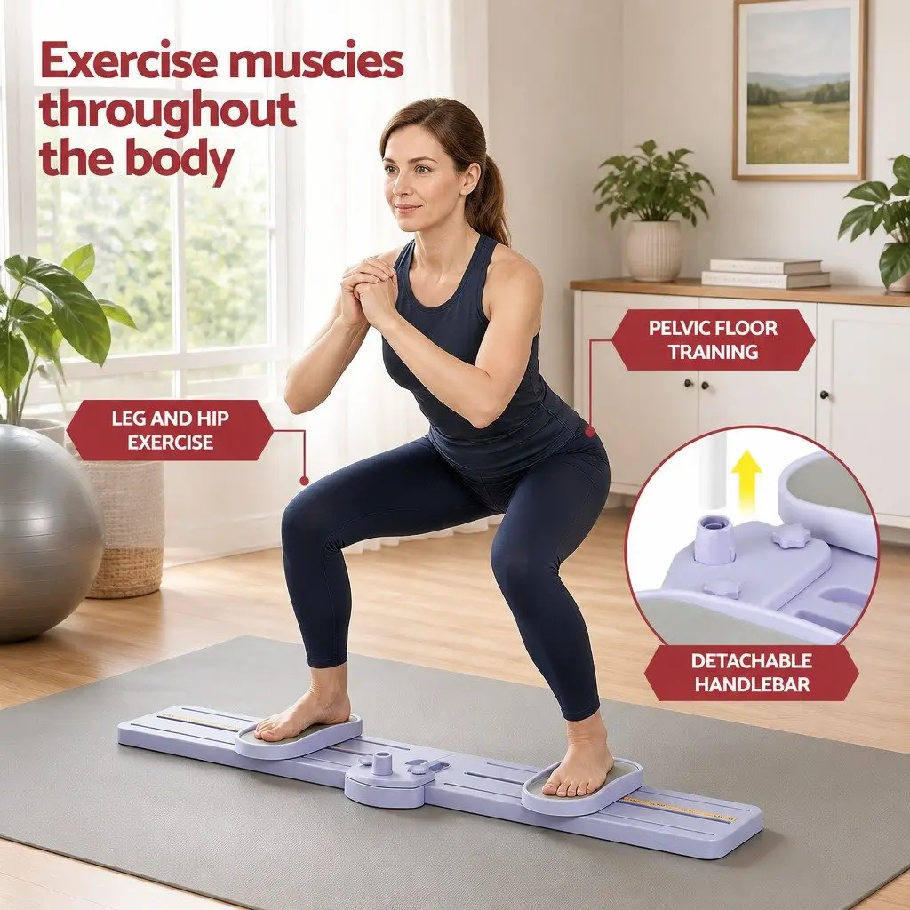 Thigh Hip Exerciser Foldable Portable Ski Leg Trainer Machine 126cm x 90cm