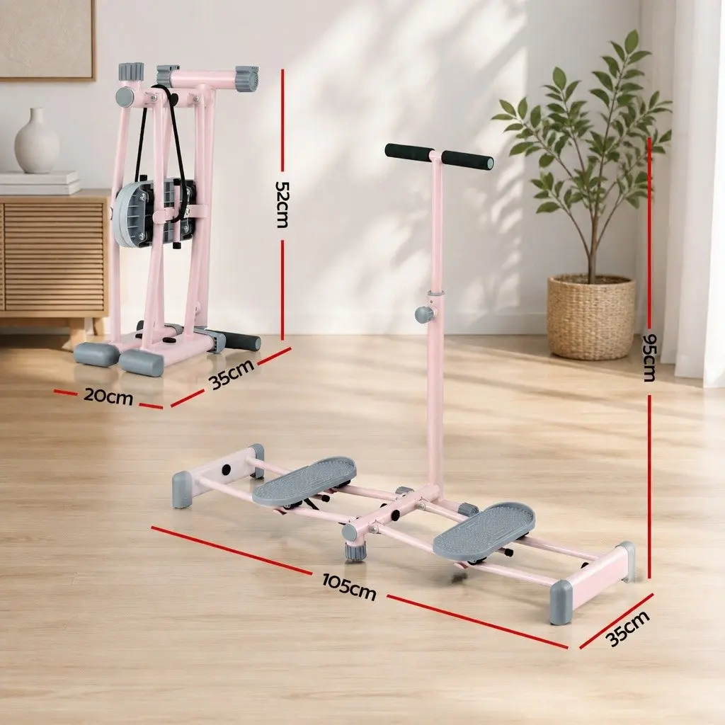 Foldable Ski Exercise Machine Lateral Movement Home Fitness Cardio Trainer Pink