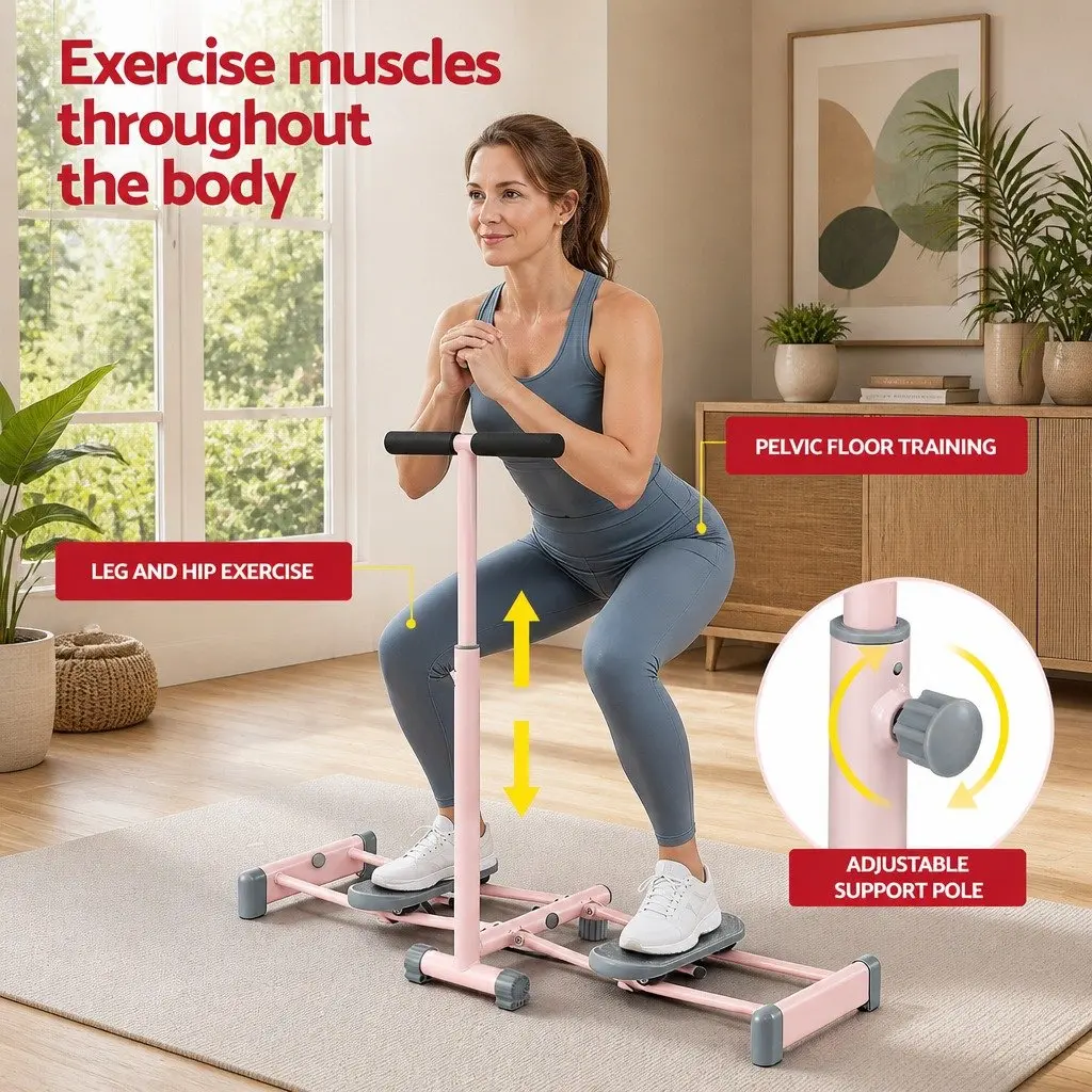 Foldable Ski Exercise Machine Lateral Movement Home Fitness Cardio Trainer Pink