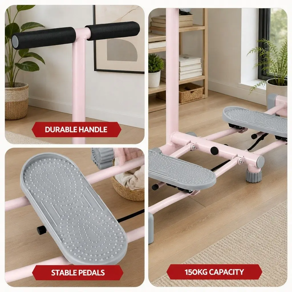 Foldable Ski Exercise Machine Lateral Movement Home Fitness Cardio Trainer Pink
