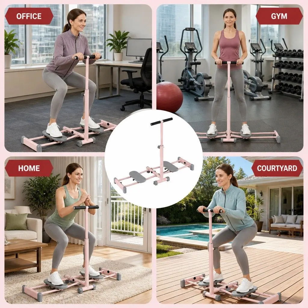 Foldable Ski Exercise Machine Lateral Movement Home Fitness Cardio Trainer Pink