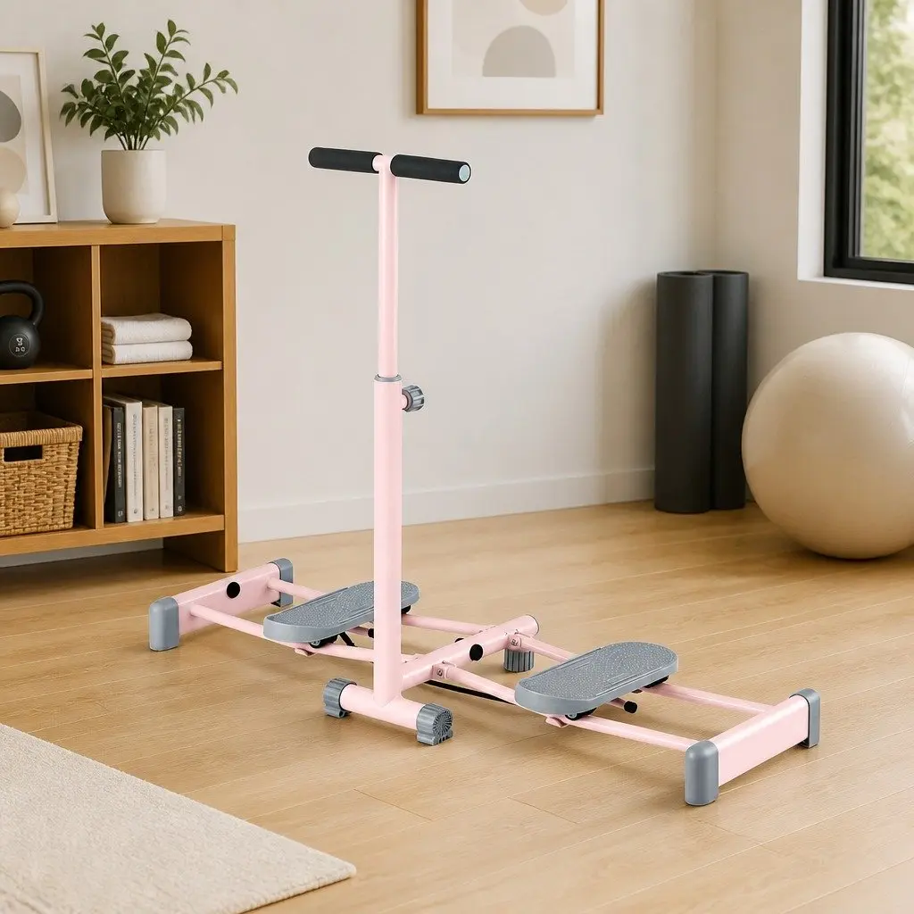 Foldable Ski Exercise Machine Lateral Movement Home Fitness Cardio Trainer Pink