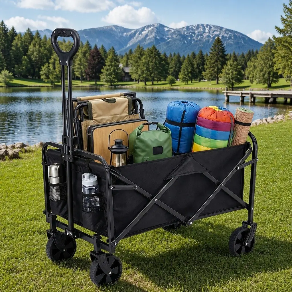 Garden Folding Trolley Cart Wagon Barrow Outdoor Camping Beach Heavy Duty