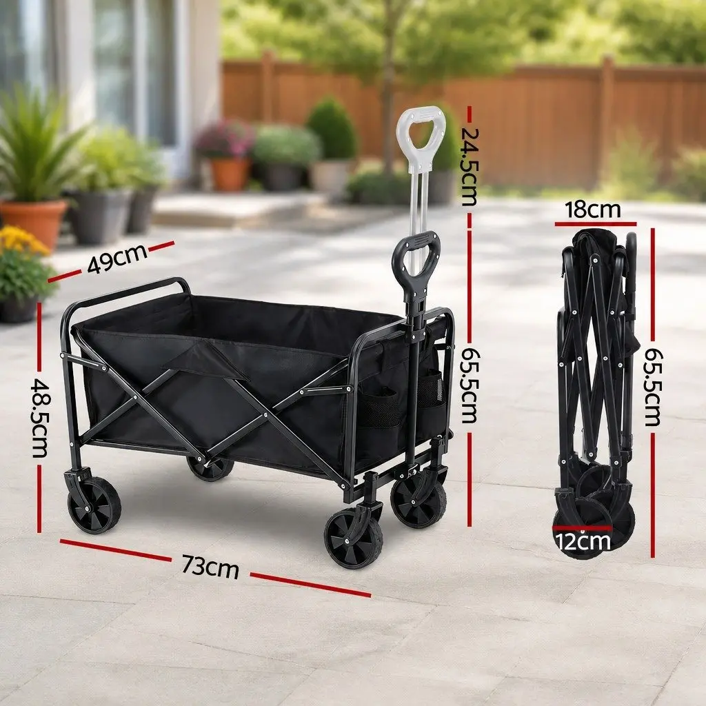 Garden Folding Trolley Cart Heavy Duty Steel Frame 73 x 49 x 65.5 cm