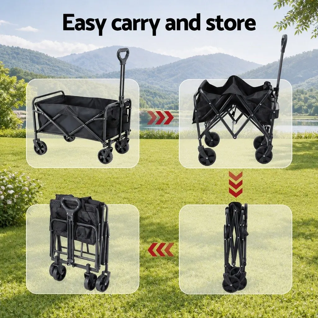 Garden Folding Trolley Cart Heavy Duty Steel Frame 73 x 49 x 65.5 cm