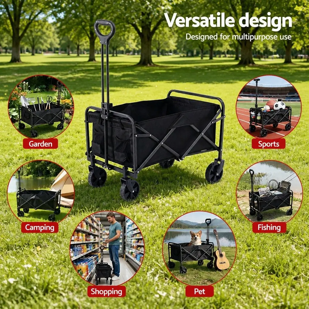 Garden Folding Trolley Cart Heavy Duty Steel Frame 73 x 49 x 65.5 cm