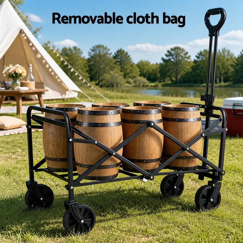 Garden Folding Trolley Cart Heavy Duty Steel Frame 73 x 49 x 65.5 cm