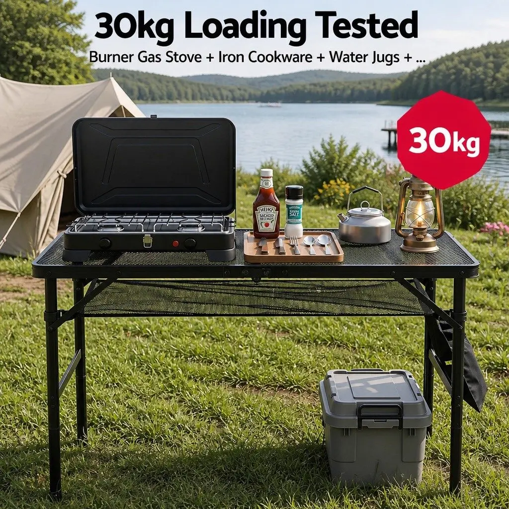 Portable Camping BBQ Table Foldable Lightweight Outdoor Grill Work Station