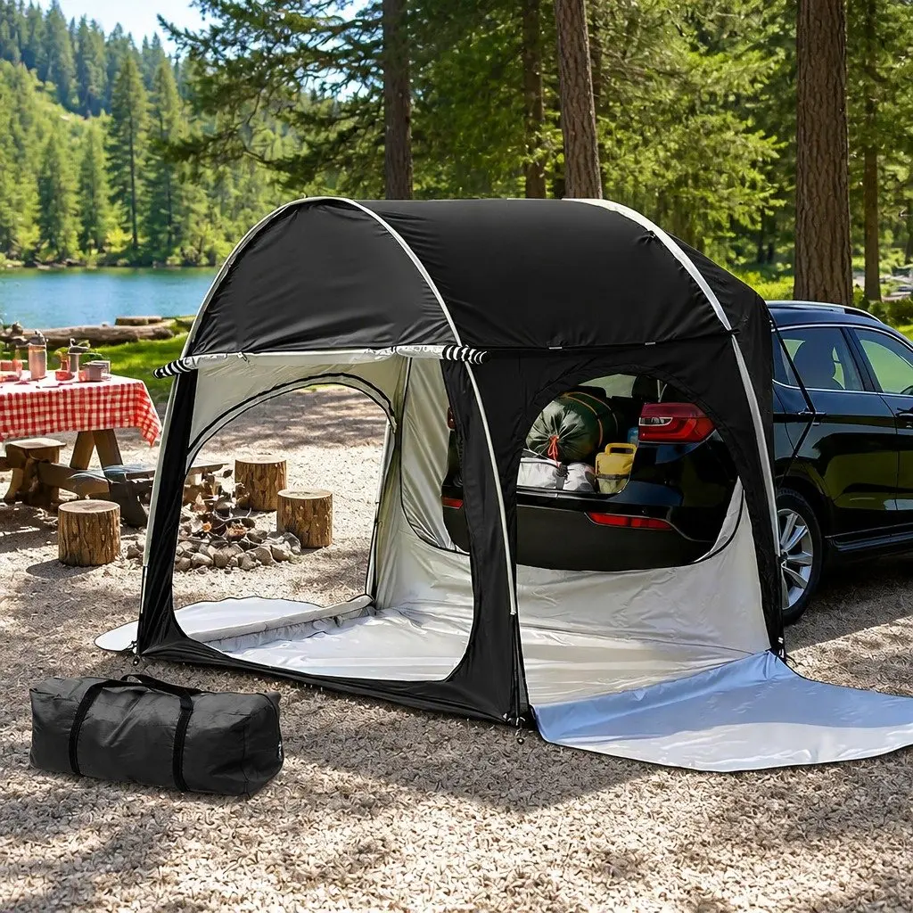 Car SUV Rear Hatchback Camping Tent Canopy Portable Outdoor Family Black